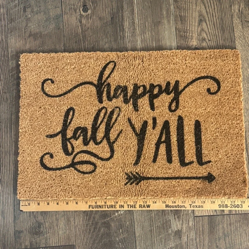 Happy Fall Y'all Doormat 16x24 Natural Fiber Non-Slip Autumn Welcome Mat